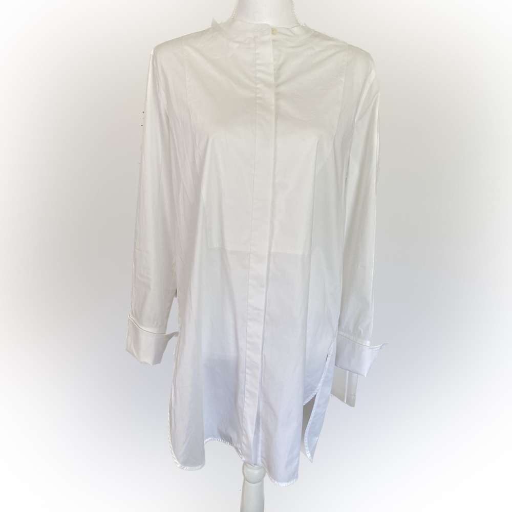 Vince White Long Sleeve Button Down Dress Size M